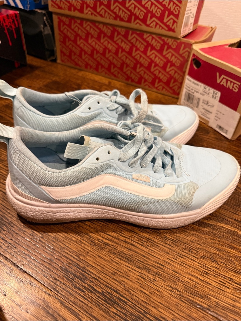 Vans Women’s Powder Blue Low-Top Sneakers with White Stripe